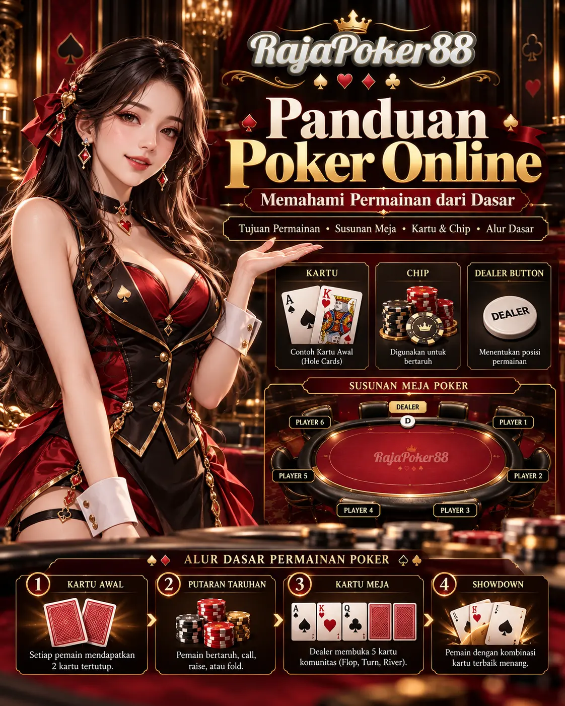 Panduan visual dasar permainan poker online untuk pemula